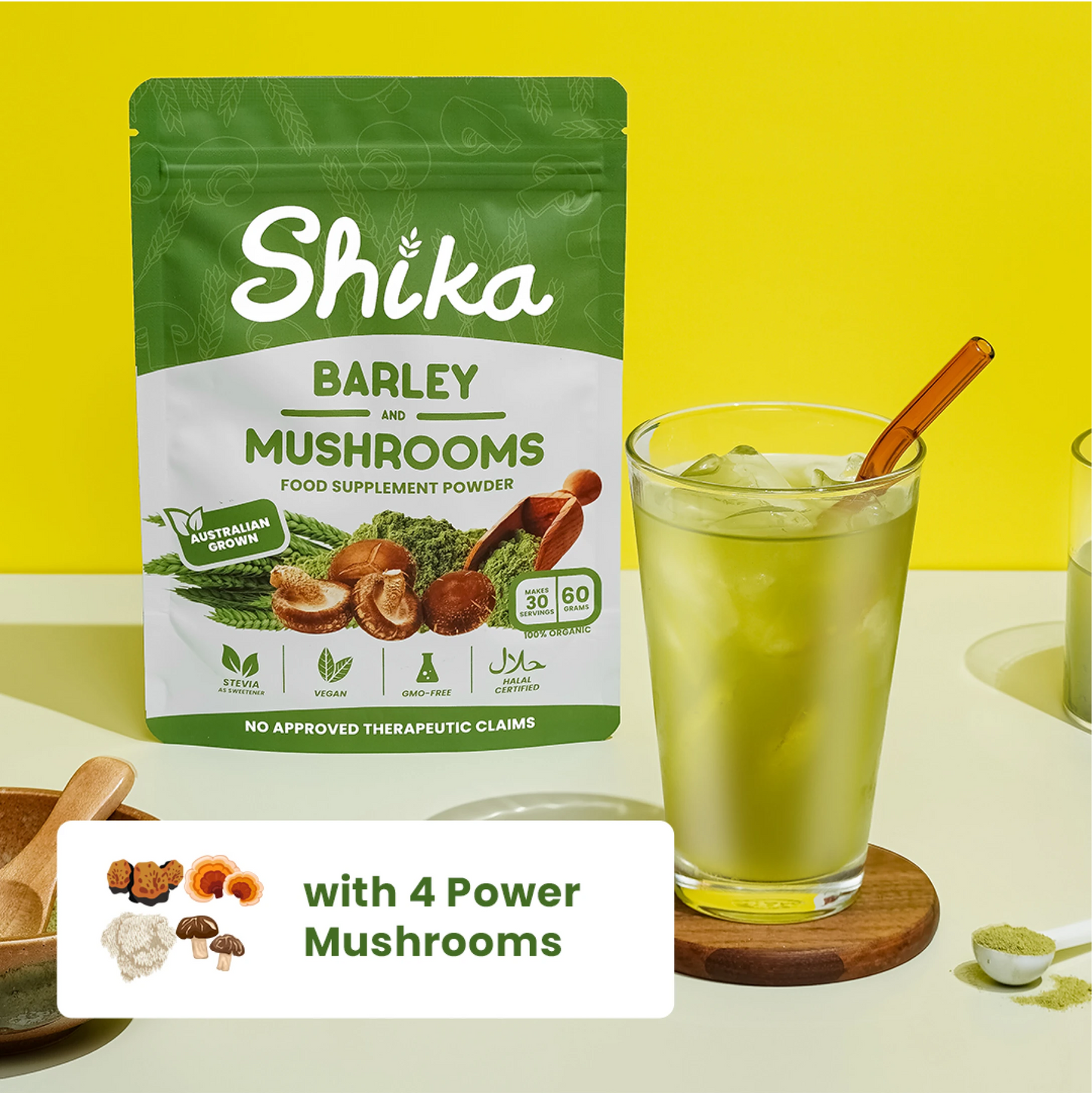 🌿 SHIKA BARLEY & MUSHROOMS: Good for 1 Month (1 Pouch)